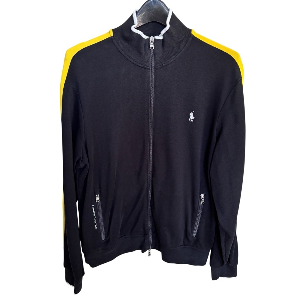 Ralph Lauren Performance Vintage Polo Full Zip Track Jacket Black/Yellow Sz L